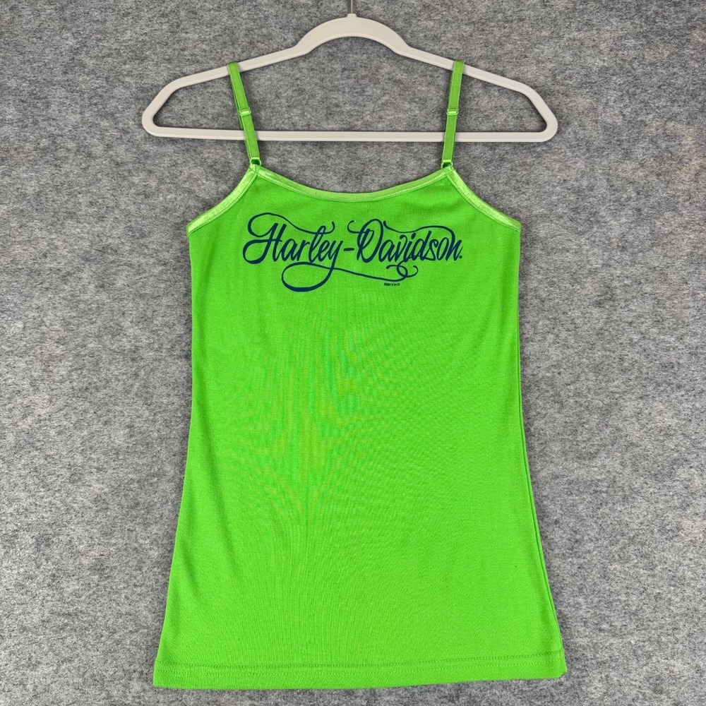 Harley Davidson Cami Tank Top Green 2013 Boswell's Cookeville TN Womens Small S